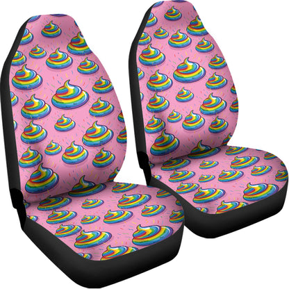 Rainbow Poop Pattern Print Universal Fit Car Seat Covers