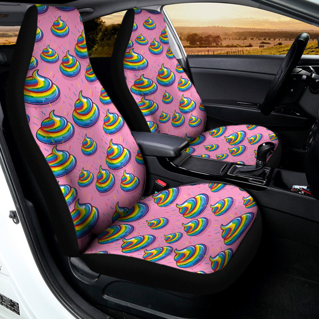 Rainbow Poop Pattern Print Universal Fit Car Seat Covers