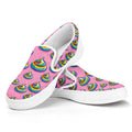 Rainbow Poop Pattern Print White Slip On Sneakers