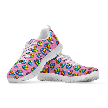 Rainbow Poop Pattern Print White Sneakers