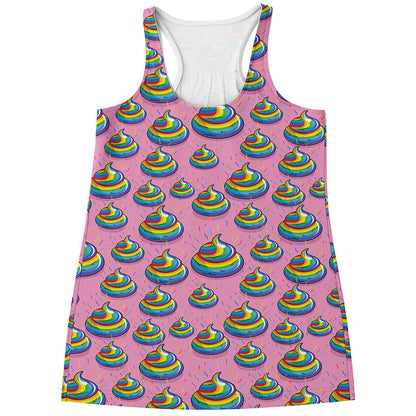 Rainbow Poop Pattern Print Women's Racerback Tank Top