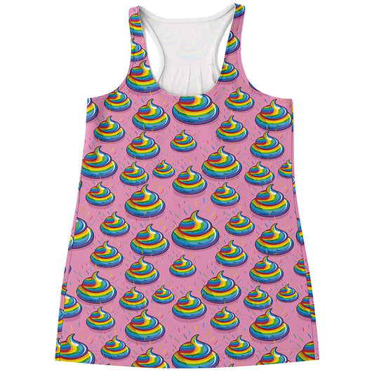 Rainbow Poop Pattern Print Women's Racerback Tank Top