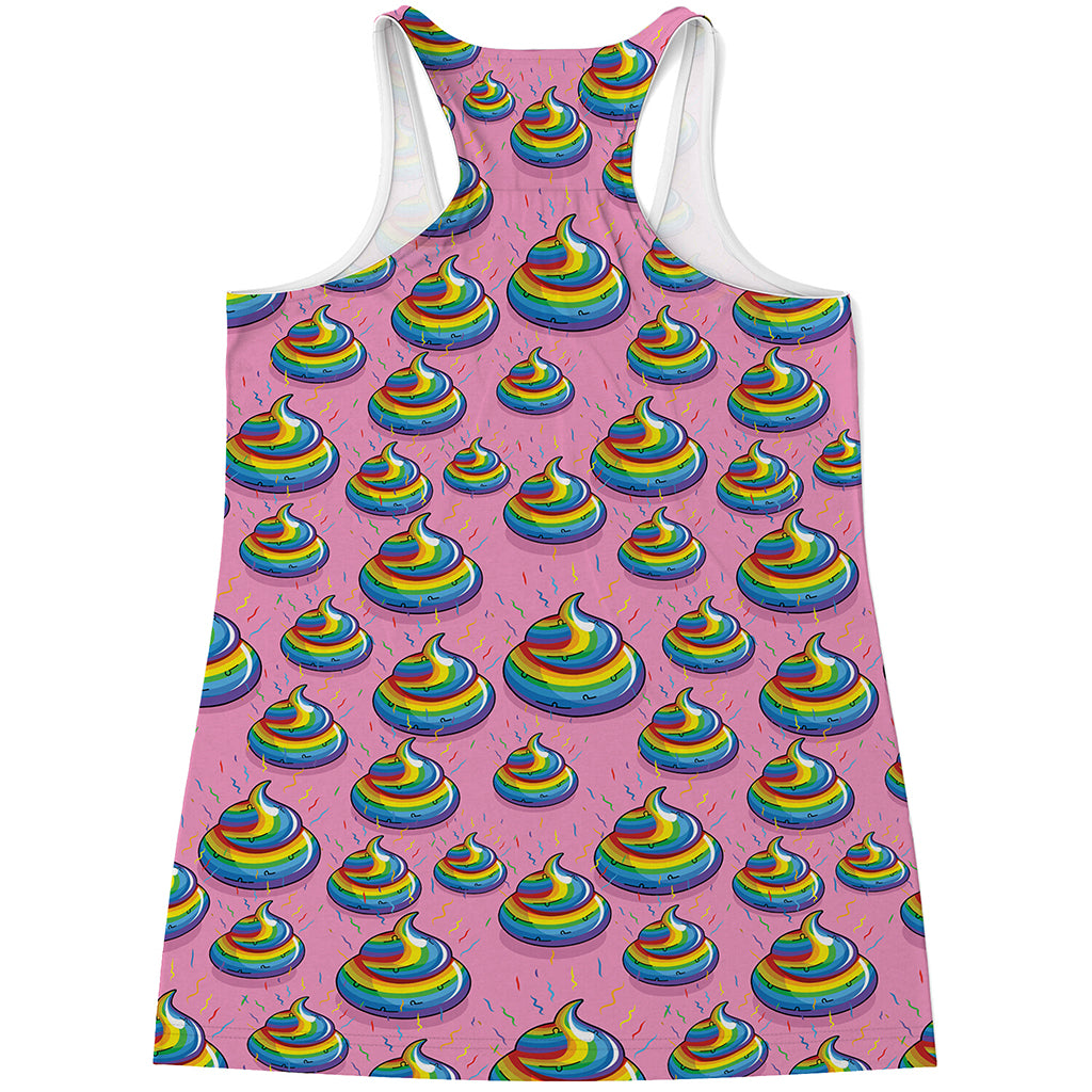 Rainbow Poop Pattern Print Women's Racerback Tank Top