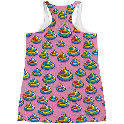 Rainbow Poop Pattern Print Women's Racerback Tank Top