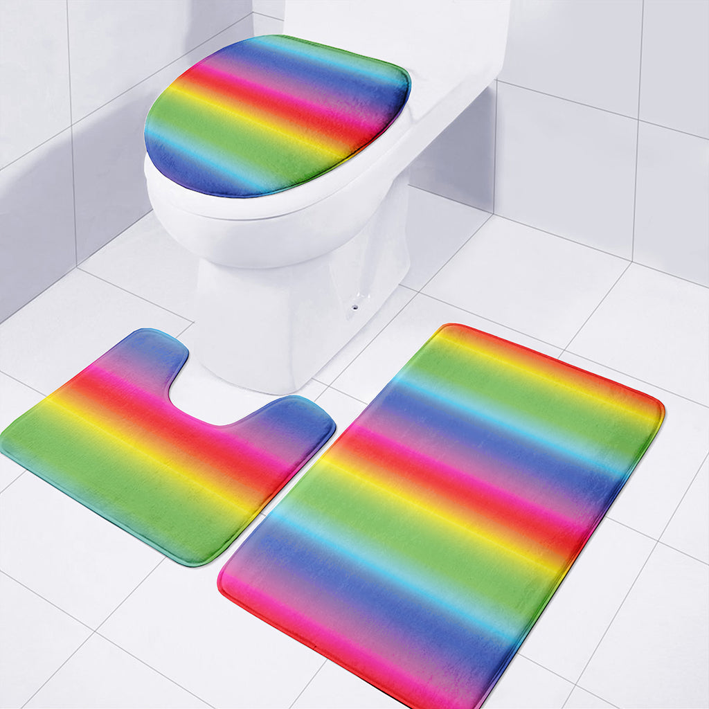 Rainbow Print 3 Piece Bath Mat Set