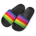 Rainbow Print Black Slide Sandals