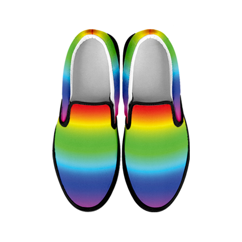 Rainbow Print Black Slip On Shoes