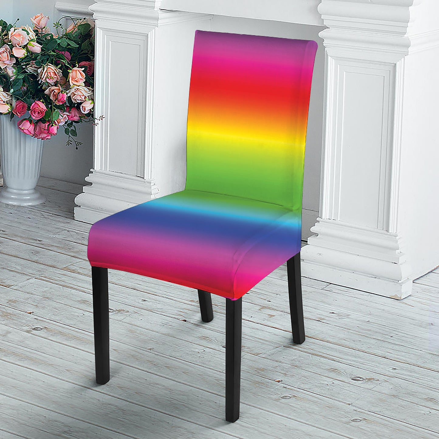 Rainbow Print Dining Chair Slipcover