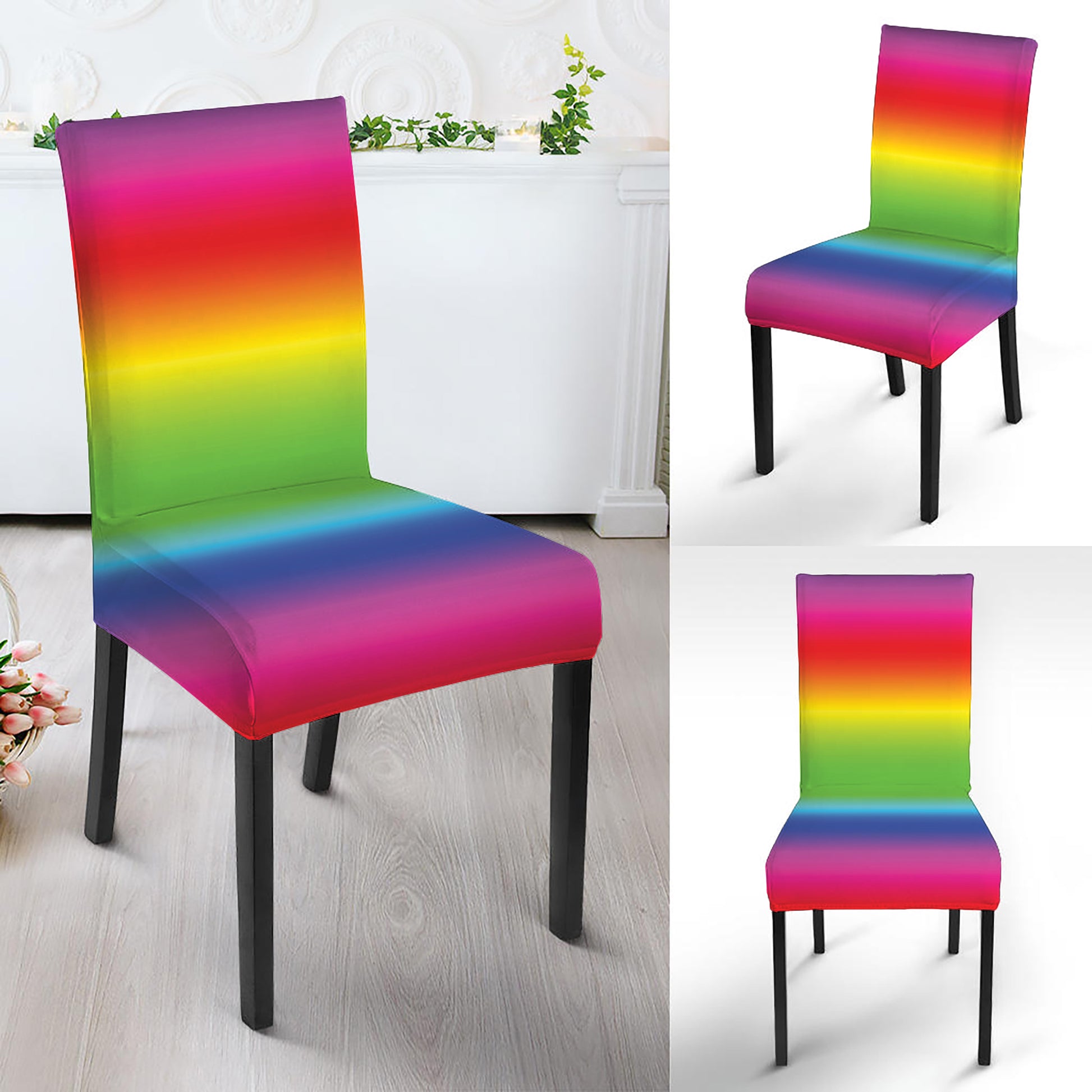 Rainbow Print Dining Chair Slipcover