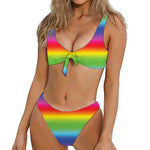 Rainbow Print Front Bow Tie Bikini