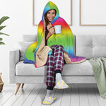 Rainbow Print Hooded Blanket