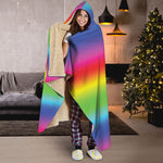Rainbow Print Hooded Blanket