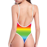 Rainbow Print One Piece High Cut Swimsuit