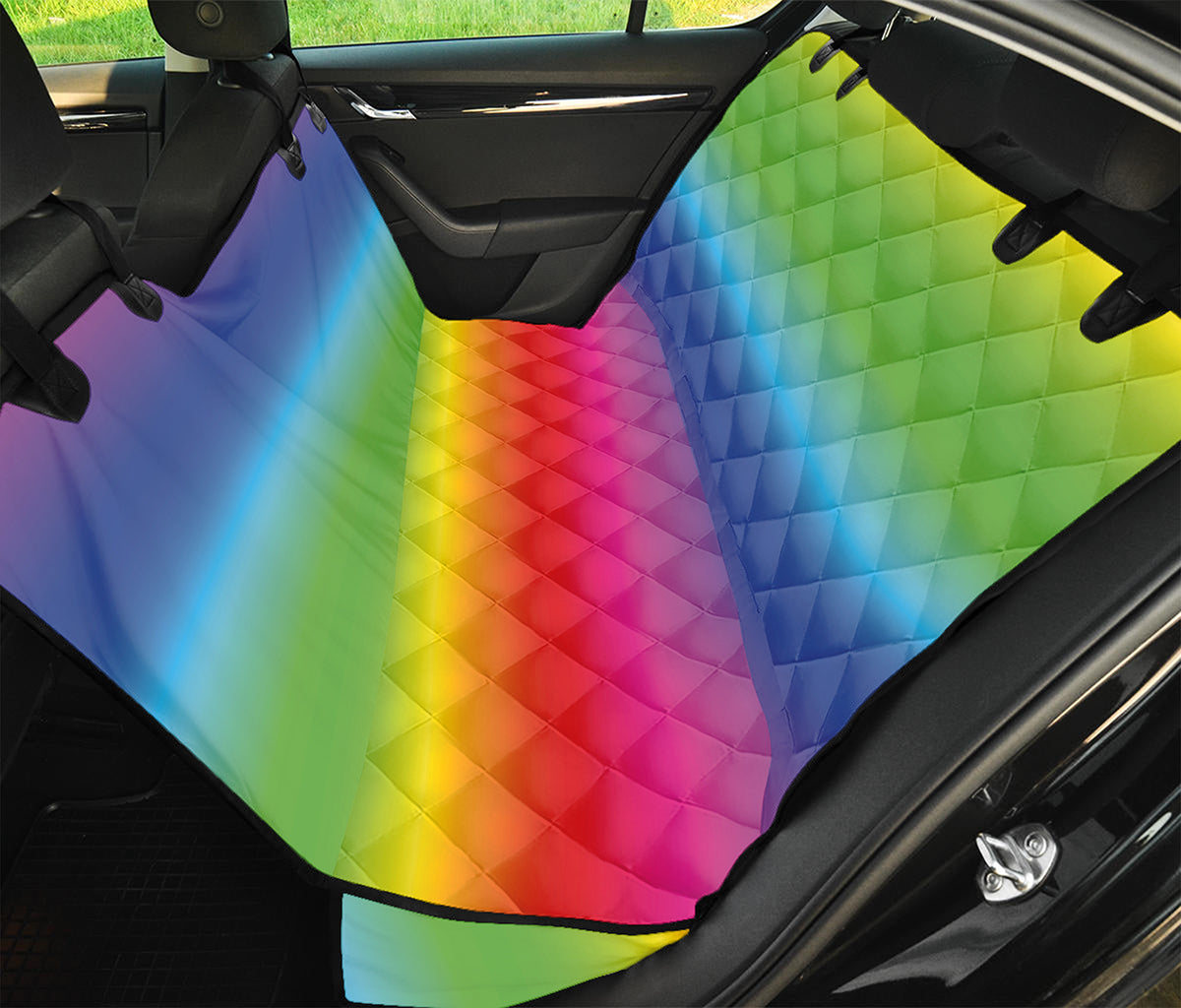 Rainbow Print Pet Car Back Seat Cover