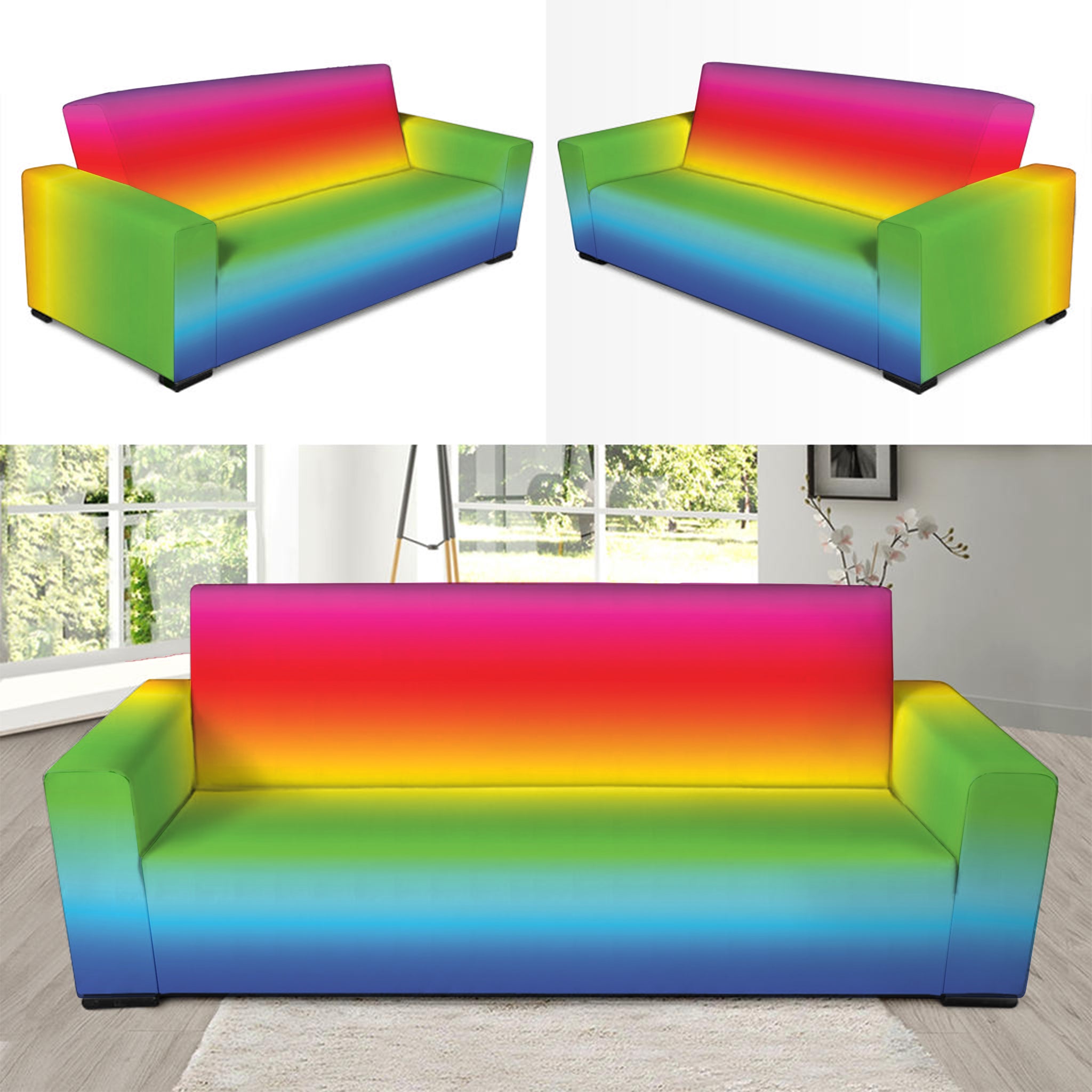 Rainbow Print Sofa Slipcover