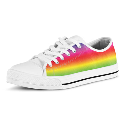 Rainbow Print White Low Top Shoes