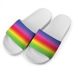 Rainbow Print White Slide Sandals