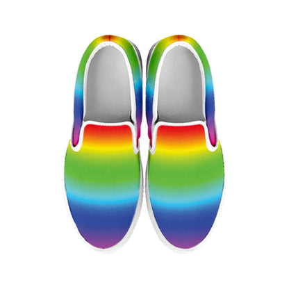 Rainbow Print White Slip On Shoes