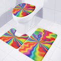 Rainbow Psychedelic Print 3 Piece Bath Mat Set