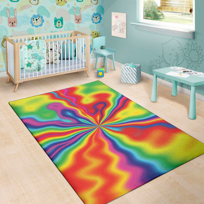 Rainbow Psychedelic Print Area Rug