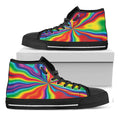 Rainbow Psychedelic Print Black High Top Sneakers