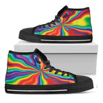 Rainbow Psychedelic Print Black High Top Shoes