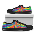 Rainbow Psychedelic Print Black Low Top Sneakers