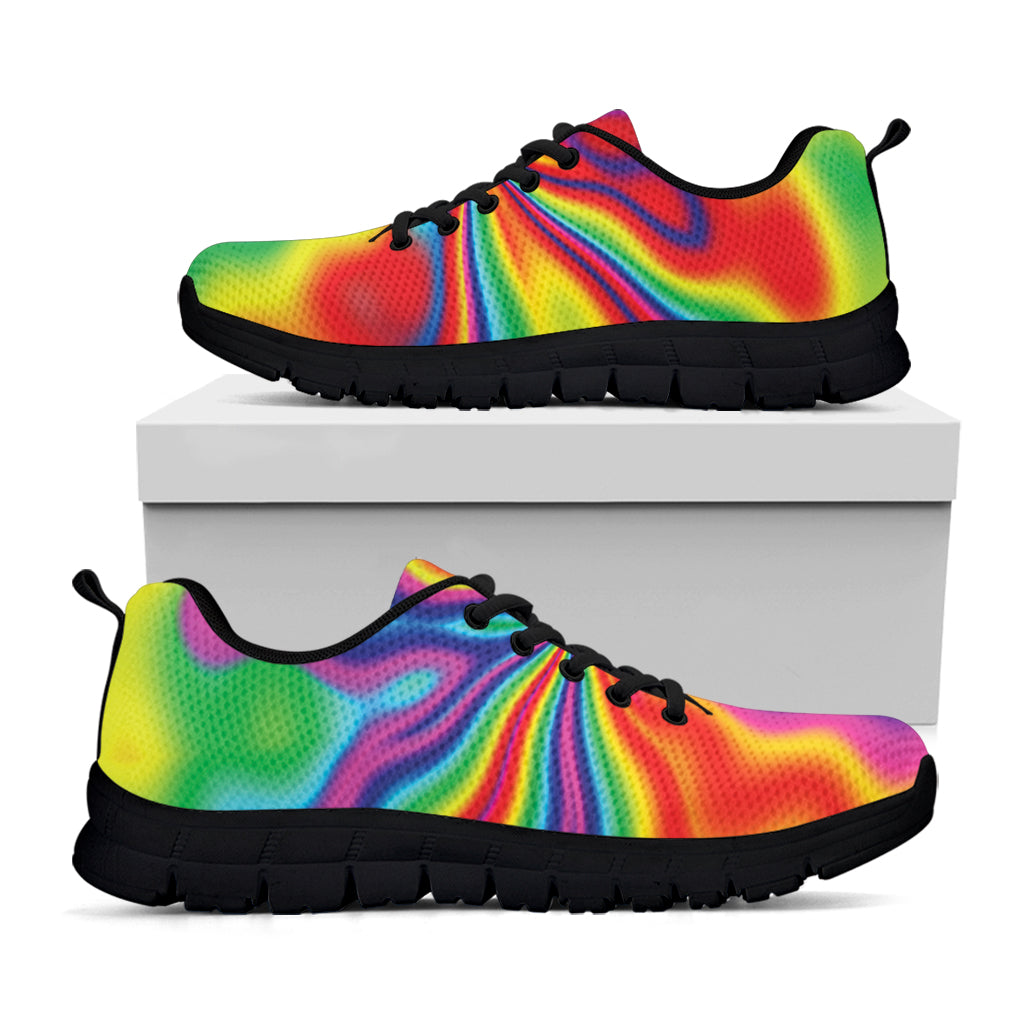 Rainbow Psychedelic Print Black Sneakers