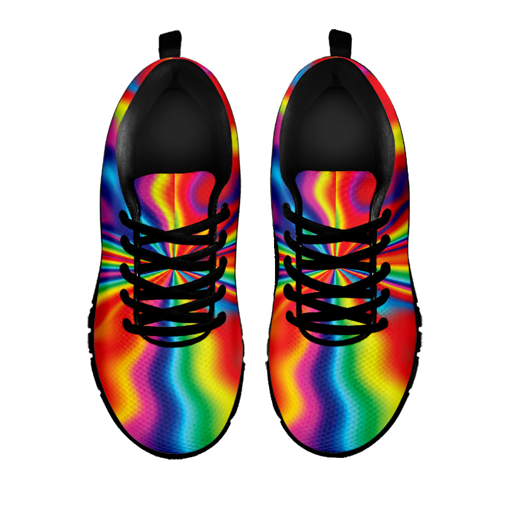Rainbow Psychedelic Print Black Sneakers