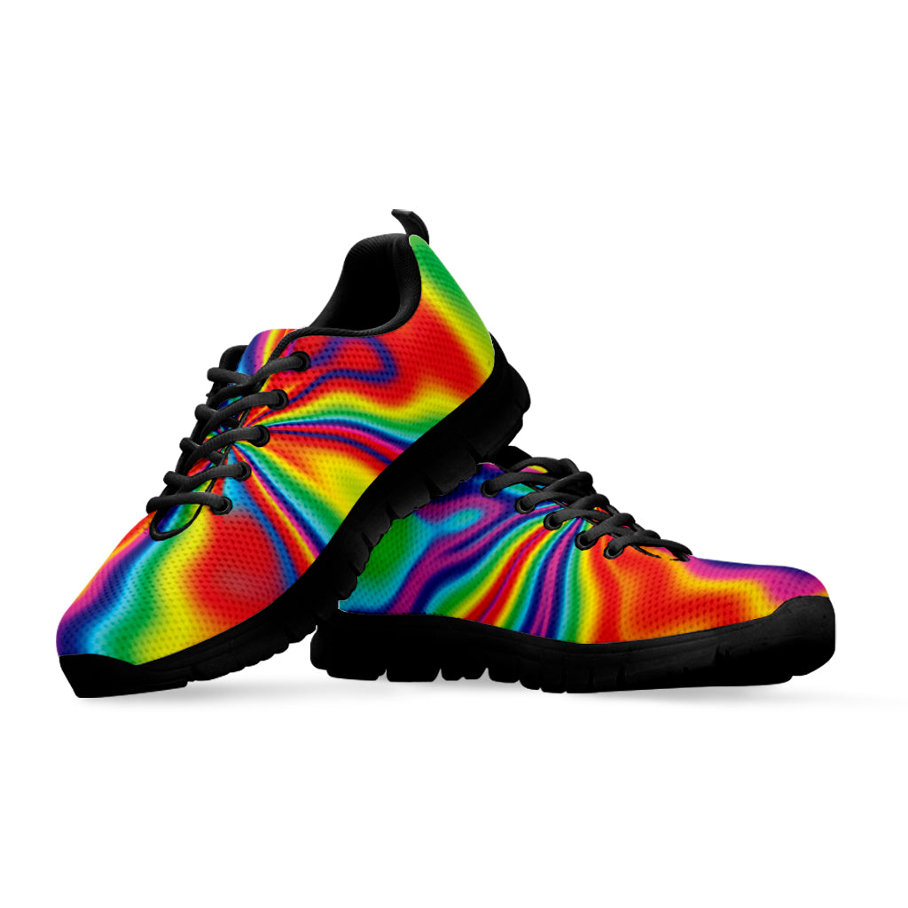 Rainbow Psychedelic Print Black Sneakers