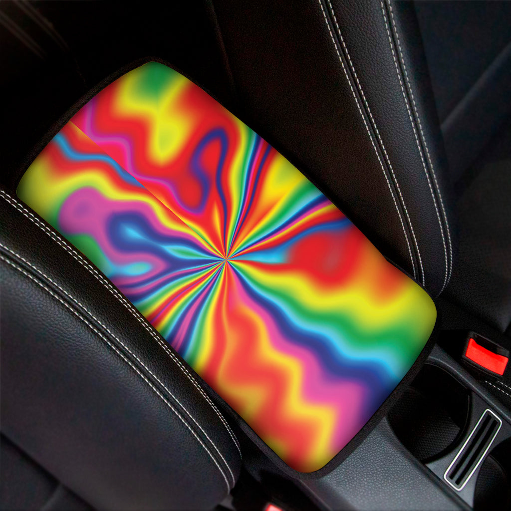 Rainbow Psychedelic Print Car Center Console Cover
