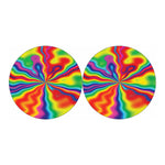Rainbow Psychedelic Print Car Coasters