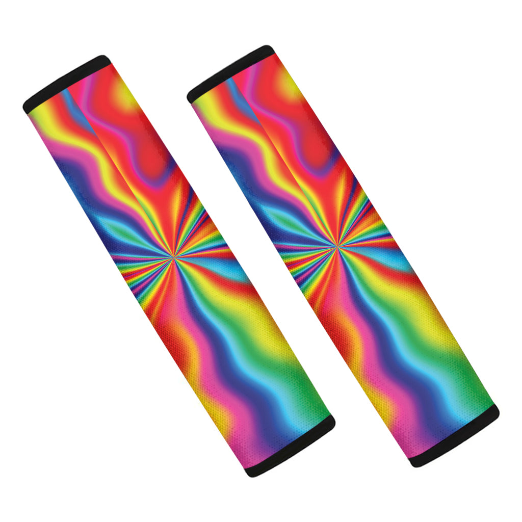 Rainbow Psychedelic Print Car Seat Belt Covers