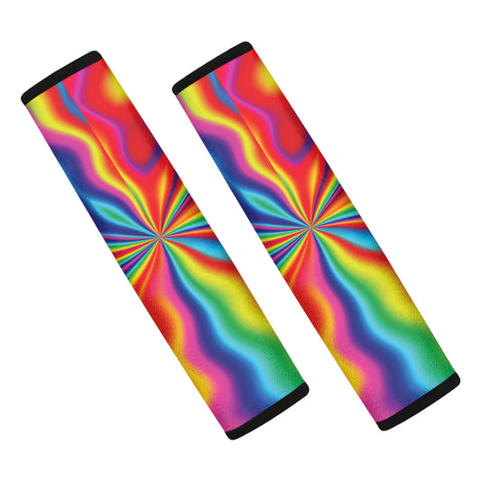 Rainbow Psychedelic Print Car Seat Belt Covers