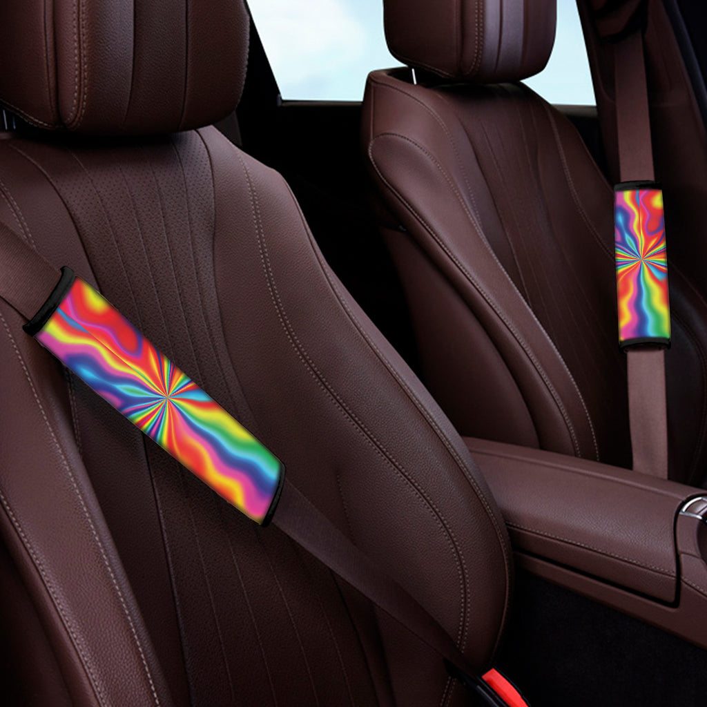 Rainbow Psychedelic Print Car Seat Belt Covers