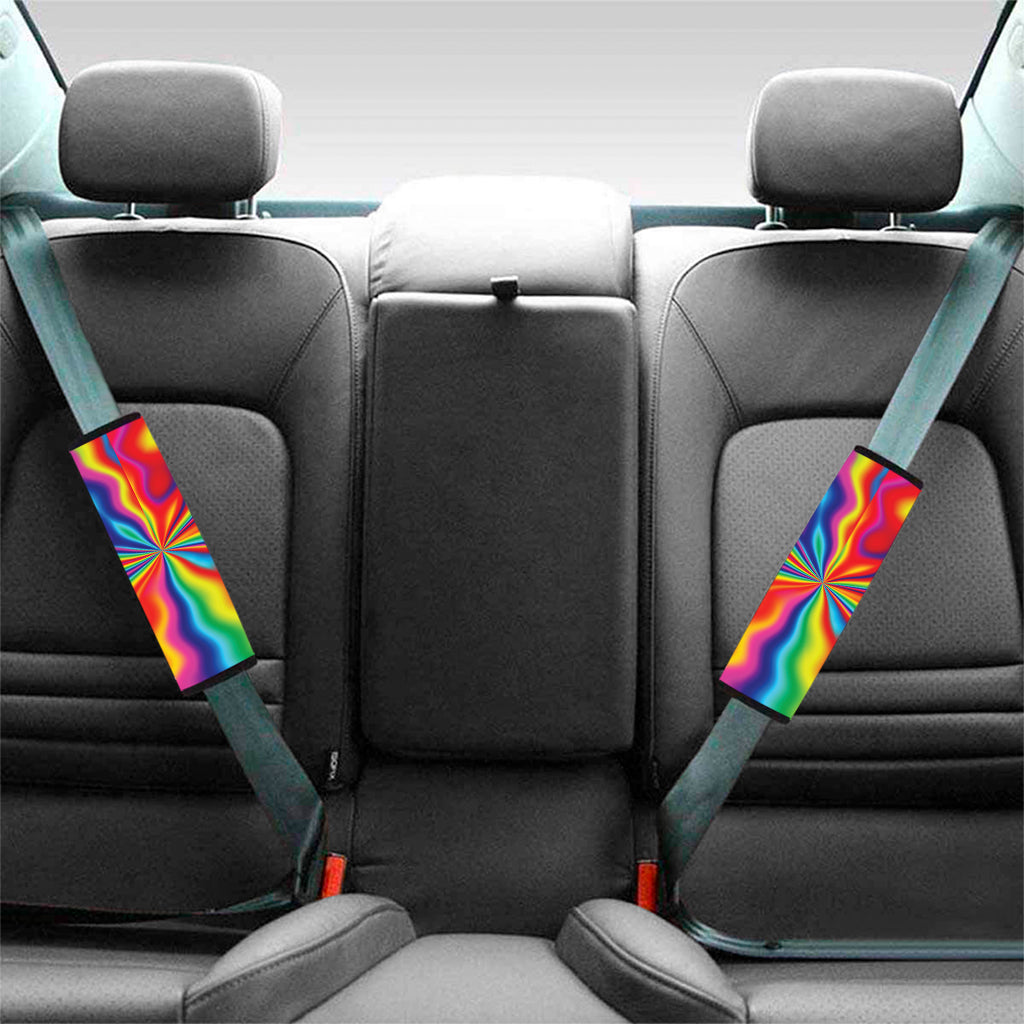 Rainbow Psychedelic Print Car Seat Belt Covers