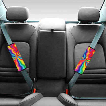 Rainbow Psychedelic Print Car Seat Belt Covers