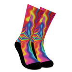 Rainbow Psychedelic Print Crew Socks