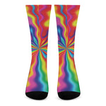 Rainbow Psychedelic Print Crew Socks