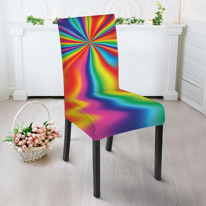 Rainbow Psychedelic Print Dining Chair Slipcover