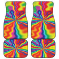 Rainbow Psychedelic Print Front and Back Car Floor Mats