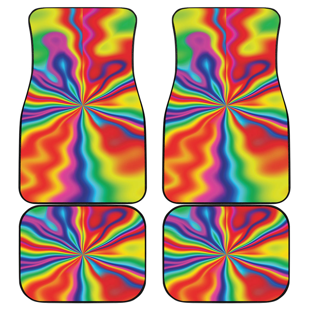 Rainbow Psychedelic Print Front and Back Car Floor Mats