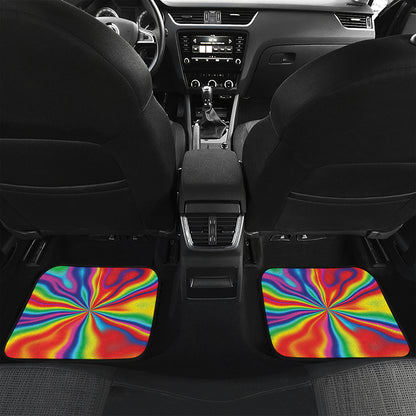 Rainbow Psychedelic Print Front and Back Car Floor Mats