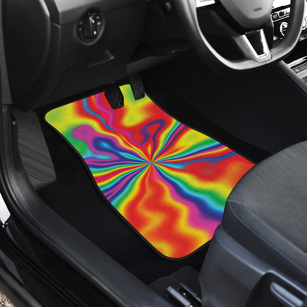 Rainbow Psychedelic Print Front and Back Car Floor Mats
