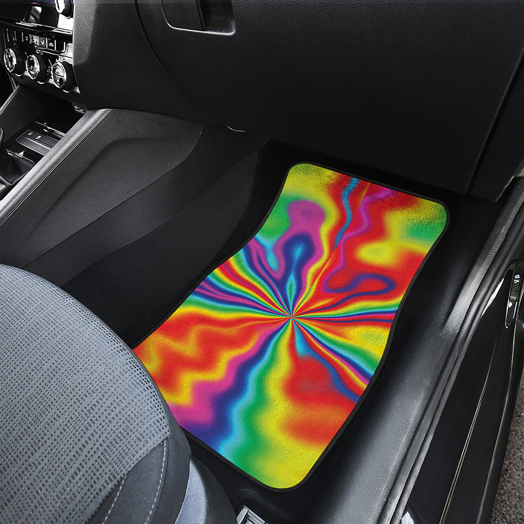 Rainbow Psychedelic Print Front and Back Car Floor Mats