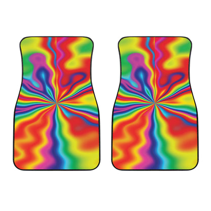 Rainbow Psychedelic Print Front Car Floor Mats