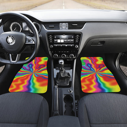 Rainbow Psychedelic Print Front Car Floor Mats
