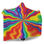 Rainbow Psychedelic Print Hooded Blanket