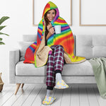 Rainbow Psychedelic Print Hooded Blanket