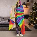 Rainbow Psychedelic Print Hooded Blanket